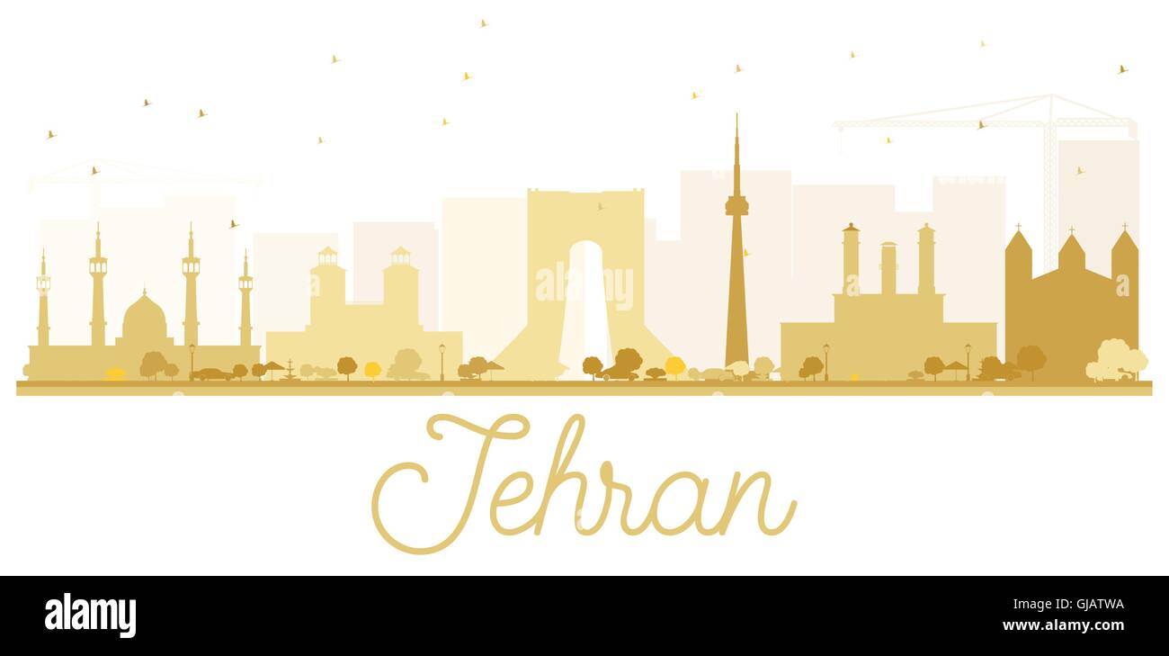 Teheran Stadt Skyline goldene Silhouette. Vektor-Illustration. Einfache flache Konzept für Tourismus Präsentation, Banner, Plakat oder web Stock Vektor