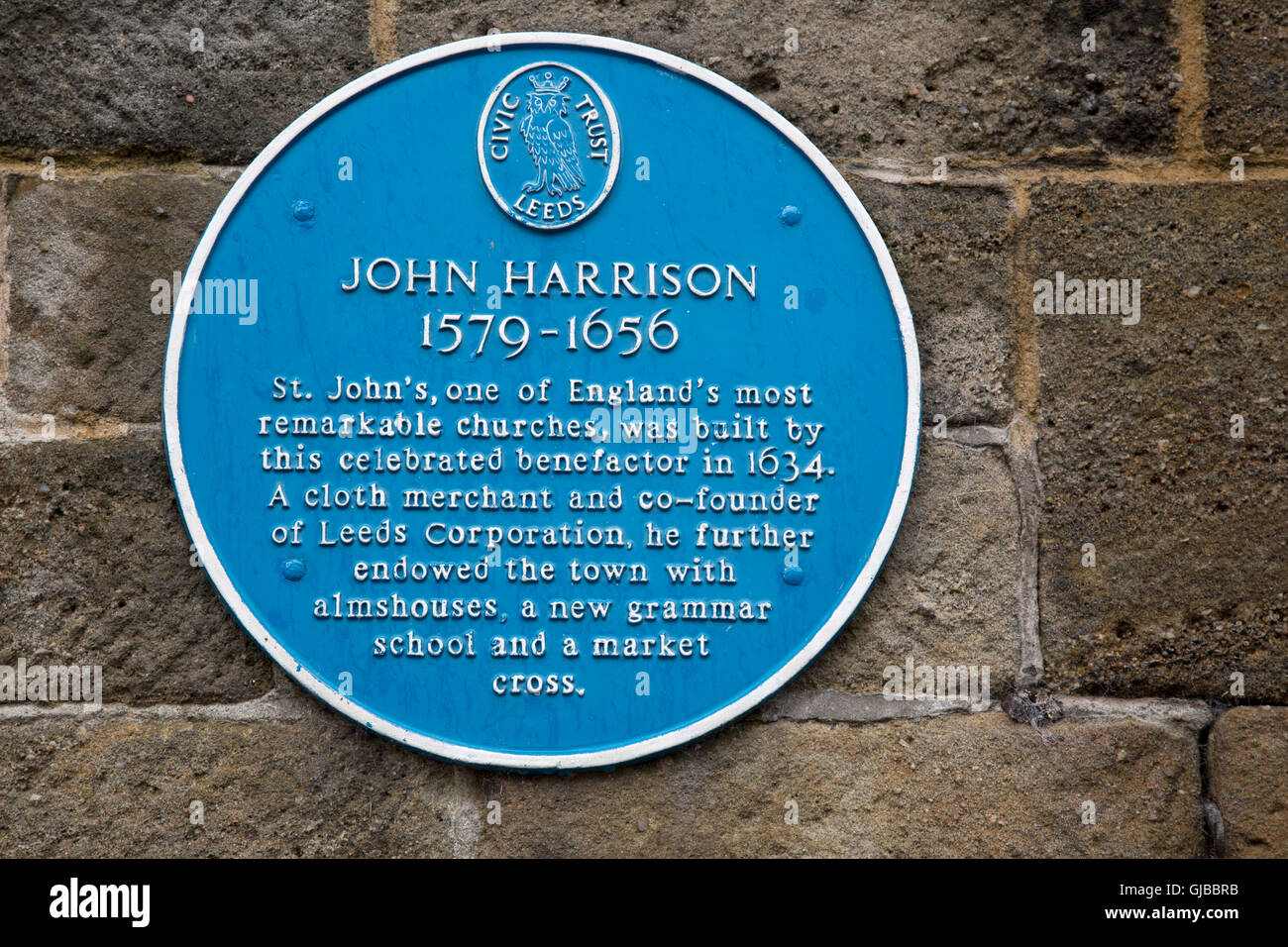 John Harrison Plaque, Leeds; Yorkshire; England; UK Stockfoto