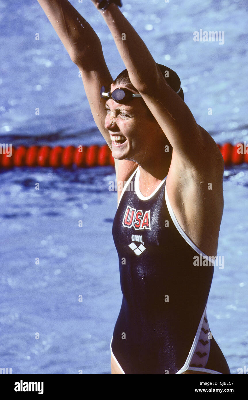 Kalifornien - Los Angeles - 1984 Olympischen Sommerspiele. Frauen schwimmen.  Mary Wayte, 200m Freistil Stockfoto