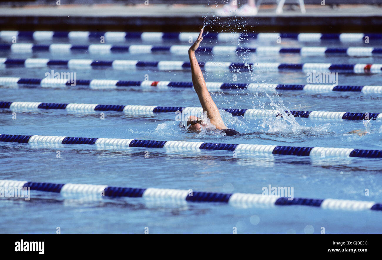 Kalifornien - Los Angeles - 1984 Olympischen Sommerspiele. USA Frauen schwimmen. Tracy Caulkins, 400m Indivdual lagen, Goldmedaille Stockfoto