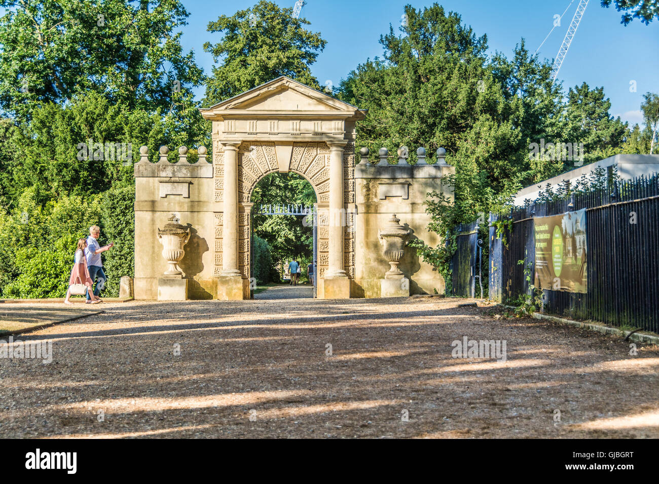 Inigo Jones' Gateway an Lord Burlington Chiswick House, eine frühe 18. Jahrhundert Palladian Villa in Chiswick, London, England, Großbritannien Stockfoto