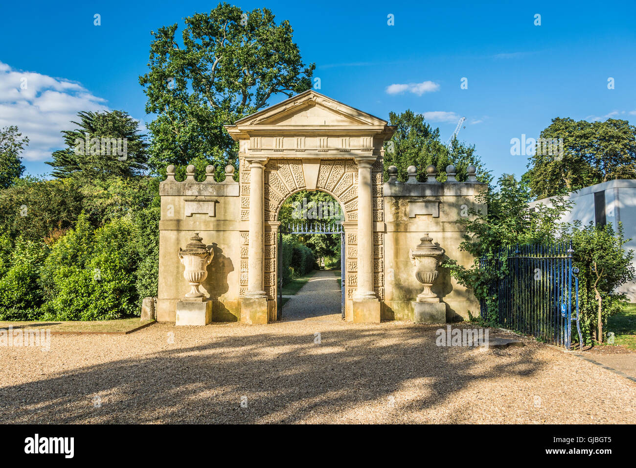 Inigo Jones' Gateway an Lord Burlington Chiswick House, eine frühe 18. Jahrhundert Palladian Villa in Chiswick, London, England, Großbritannien Stockfoto