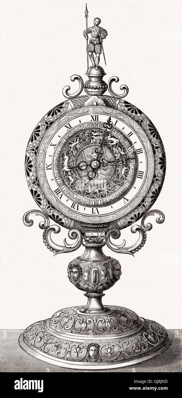 Eine antike Uhr, 16. Jahrhundert Stockfoto