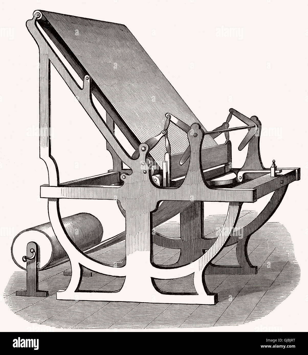 Ein Perrotine, ein Block-Druckmaschine, Textildruck, 19. Jahrhundert Stockfoto