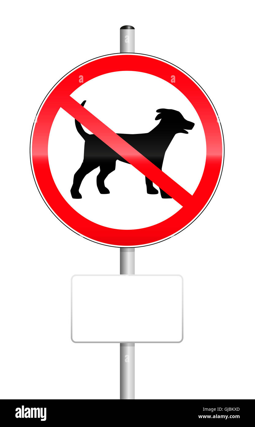 Keine Hunde Verkehrszeichen mit leeren Platz zu kennzeichnen. Stockfoto