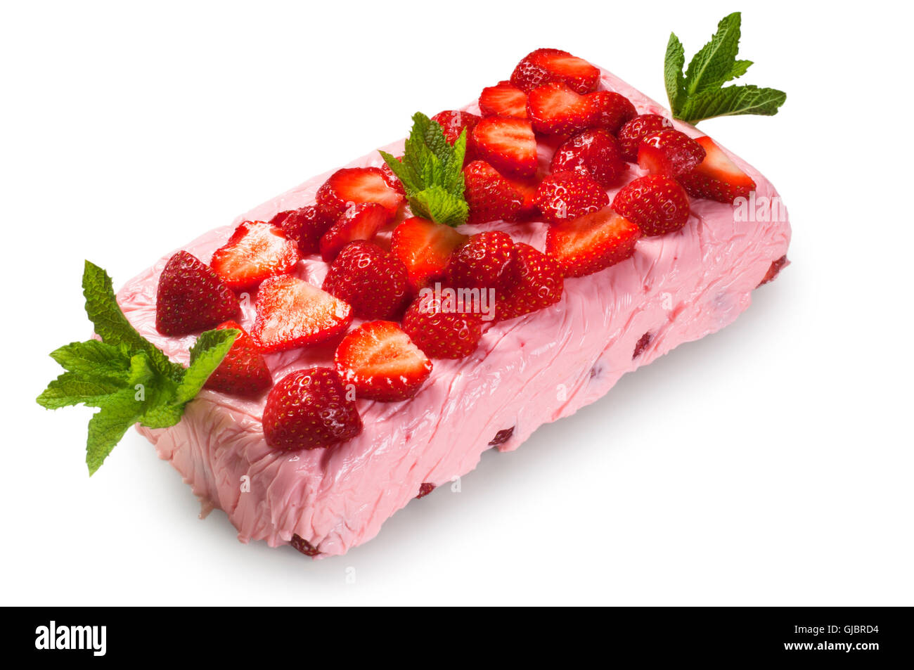 Erdbeer Panna Cotta Stockfoto