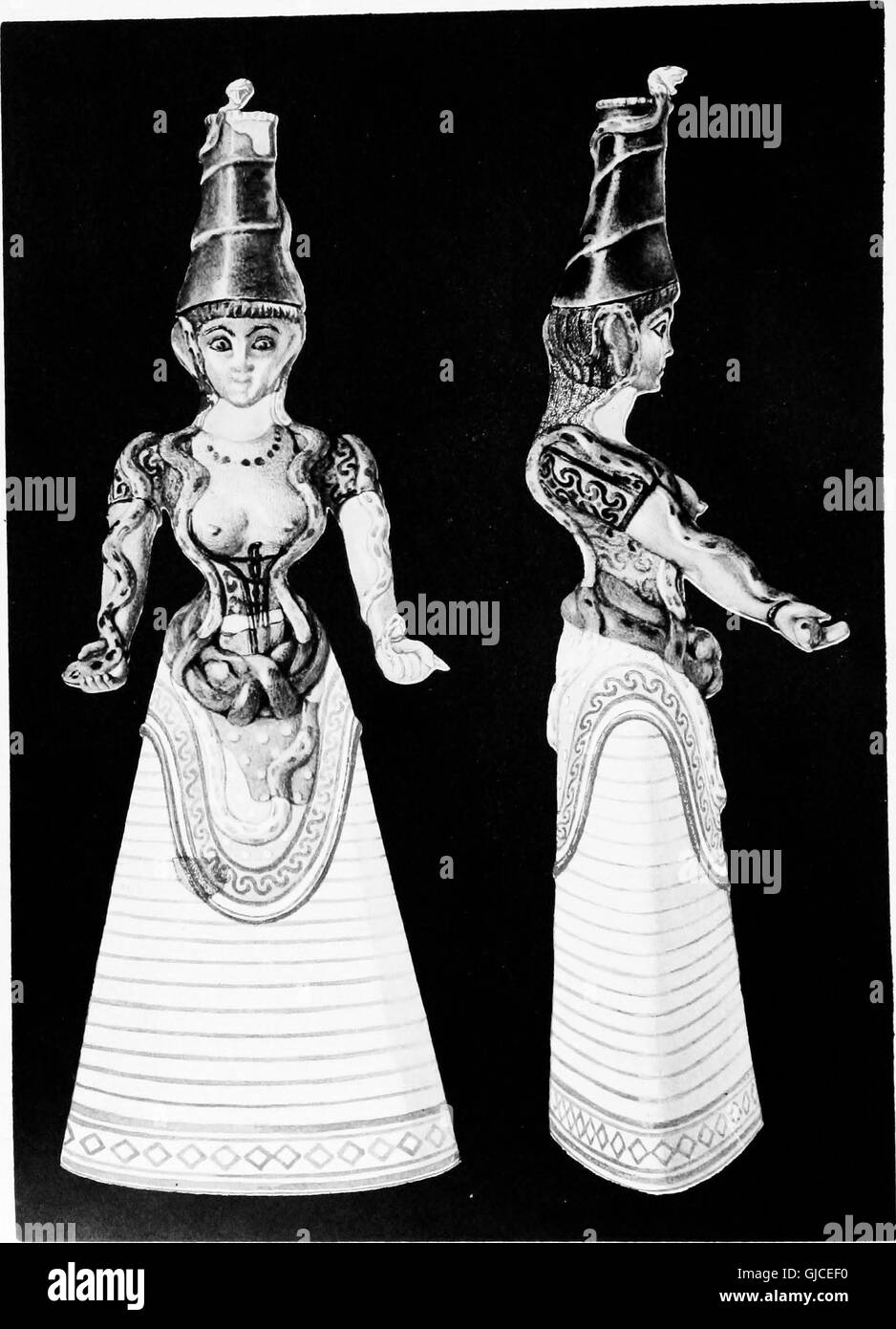 „Der Palast von Minos“ (1921) präsentiert eine archäologische Analyse der kretischen Zivilisation, die sich speziell auf die Entdeckungen in Knossos konzentriert und Einblicke in die frühe mediterrane Kultur bietet. Stockfoto