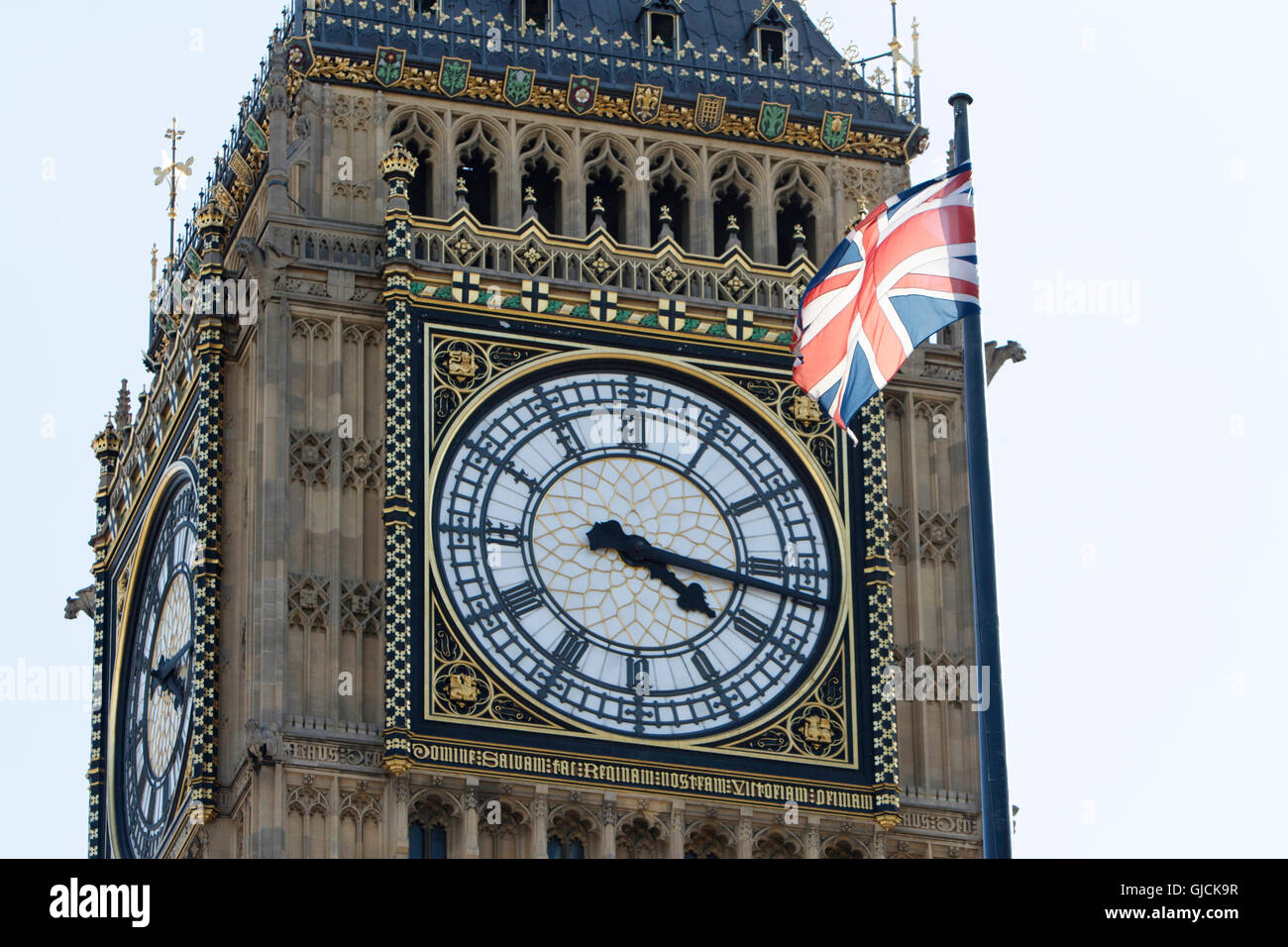 Nahaufnahme von Big Ben Elizabeth Tower und die Häuser des Parlaments Clock Tower of The Palace of Westminster, London, England, UK Stockfoto