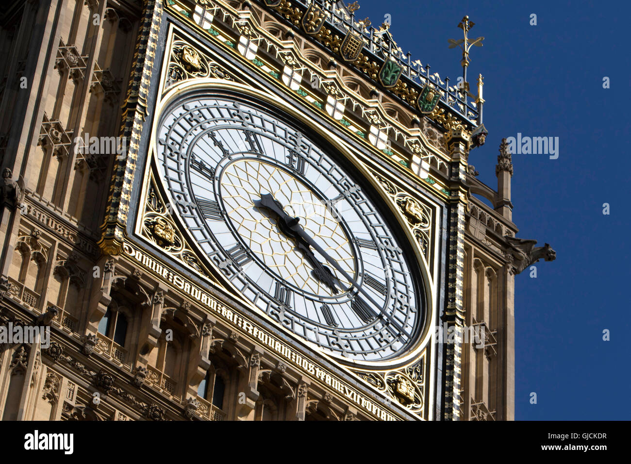 Nahaufnahme von Big Ben Elizabeth Tower und die Häuser des Parlaments Clock Tower of The Palace of Westminster, London, England, UK Stockfoto