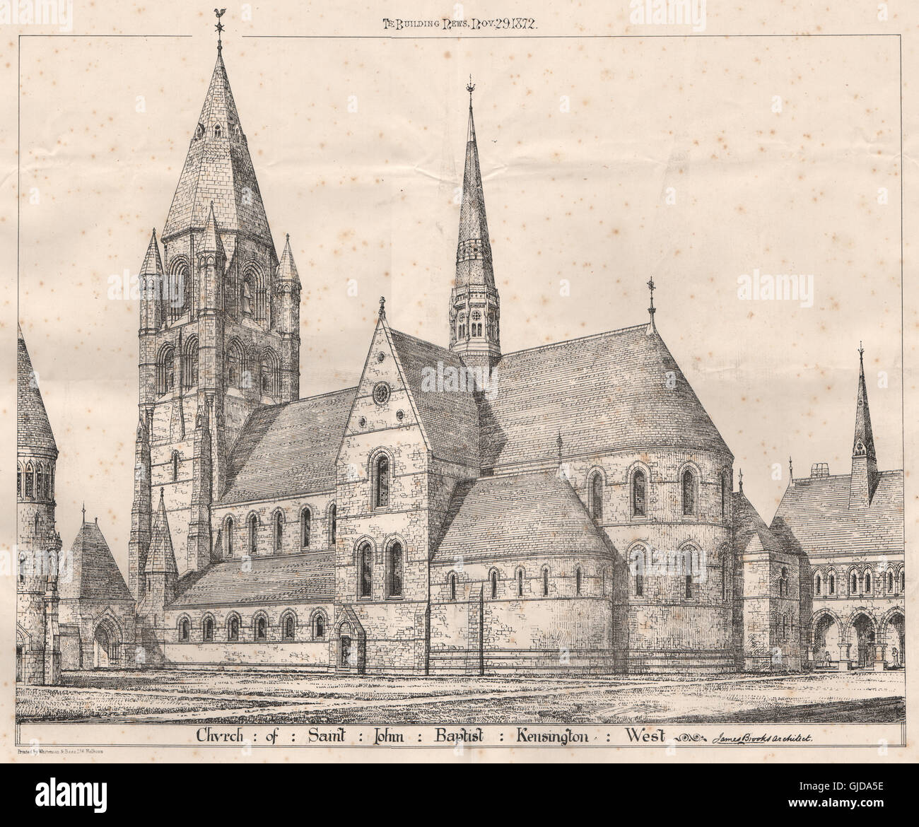 Kirche des Heiligen Johannes Baptist, Kensington West; James Brooks, Architekt, 1872 Stockfoto
