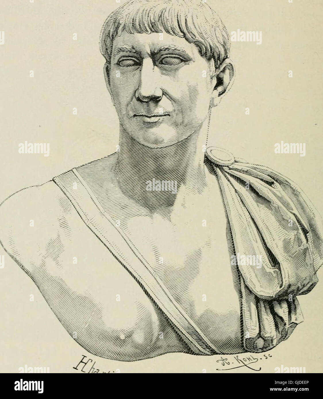 Trajan, Büste des Vatikans, Geschichte von Rom und des römischen Volkes (1883) Stockfoto