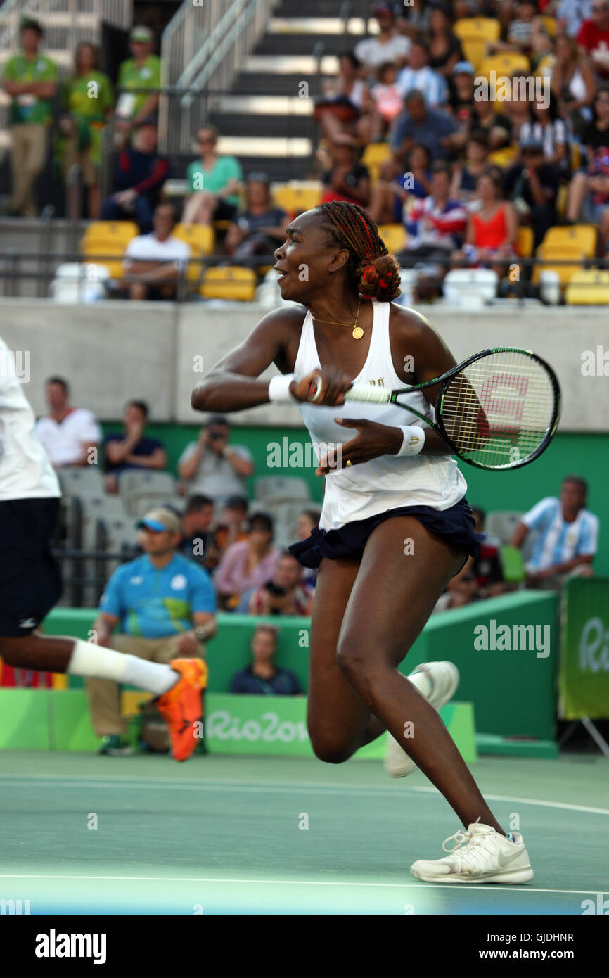 Venus Williams, Olympic Tennis Mixed Doubles Finale in Rio de Janeiro. Zusammen mit Rajeev RAM wurden sie von Bethanie Mattek-Sands & Jack Sock geschlagen Stockfoto