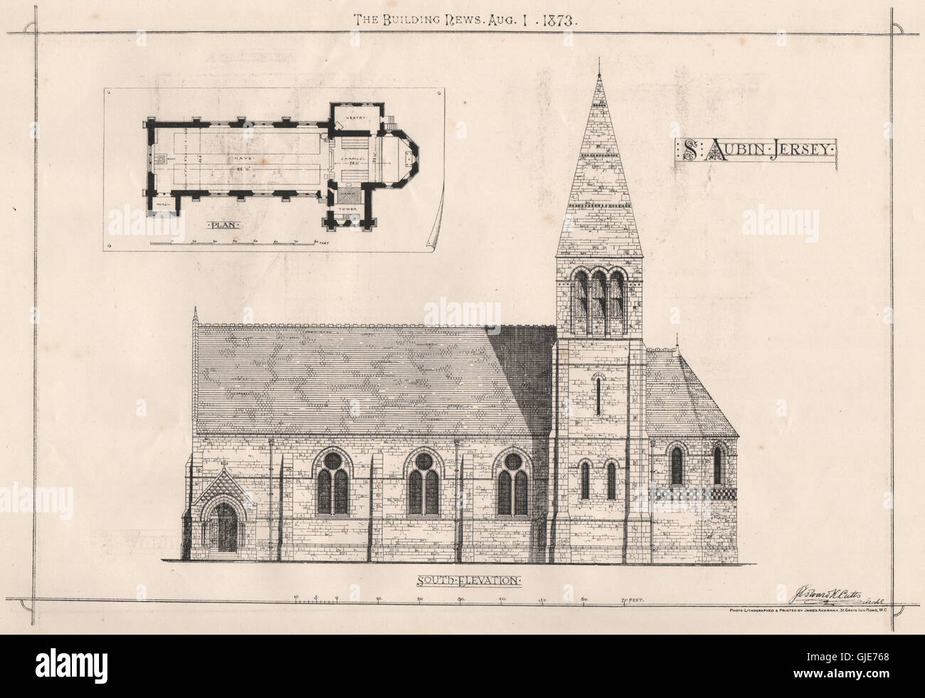 St. Aubin Jersey; Südansicht. Kanalinseln, antique print 1873 Stockfoto