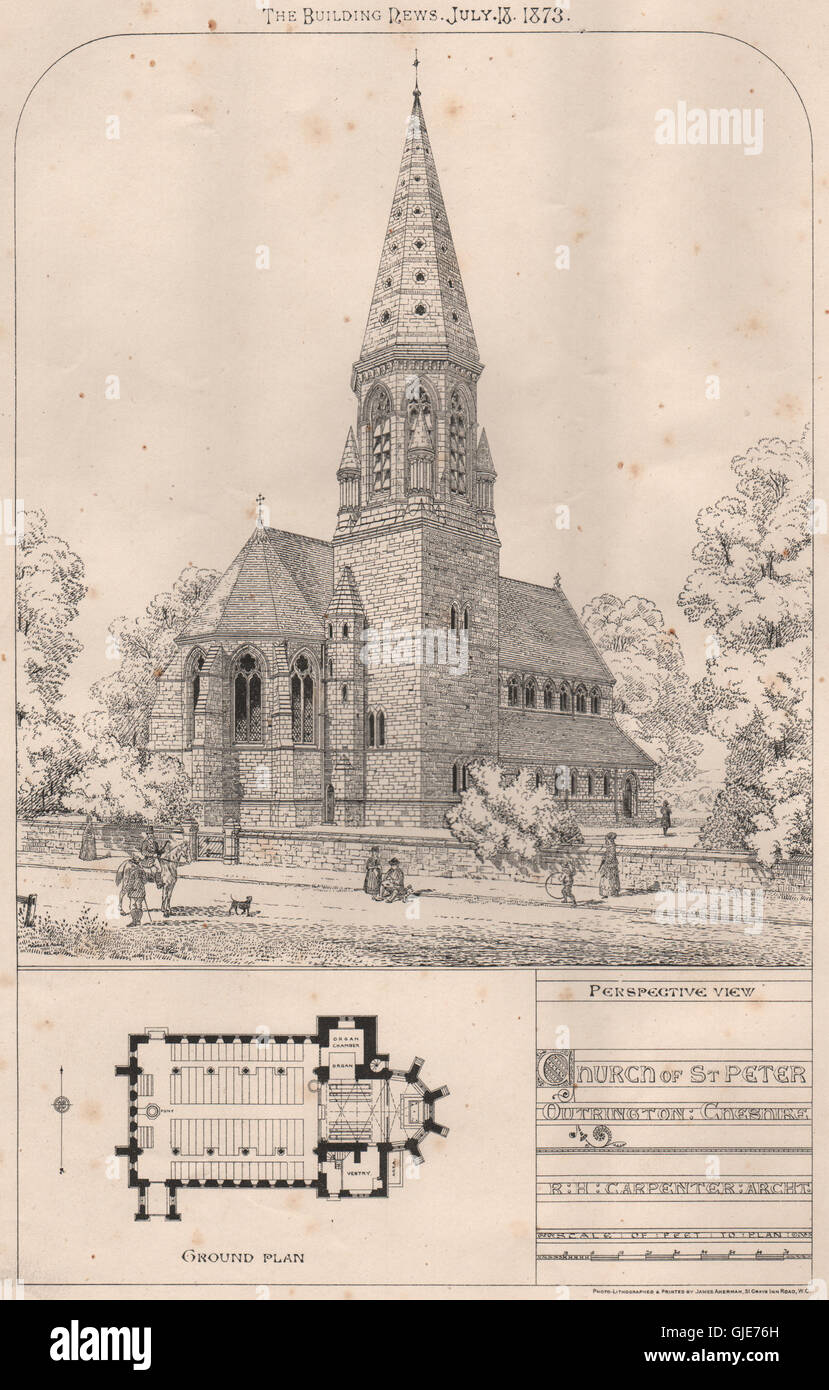 Kirche St. Peter, Outrington, Cheshire; R.h. Carpenter, Architekt, 1873 Stockfoto