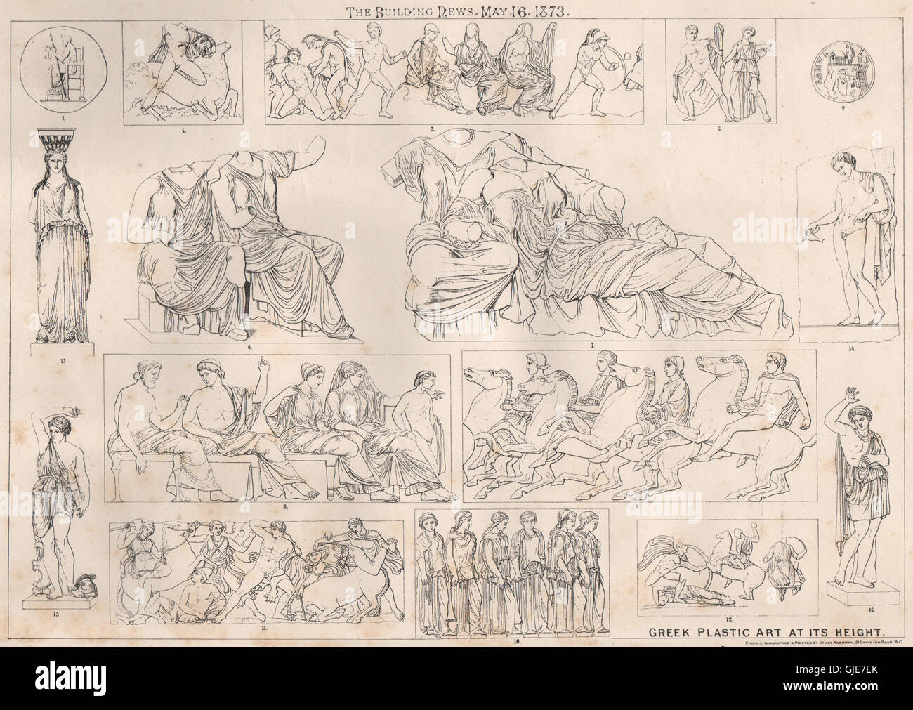 Griechische Plastik auf seinem Höhepunkt. Bildende Kunst, antike print 1873 Stockfoto