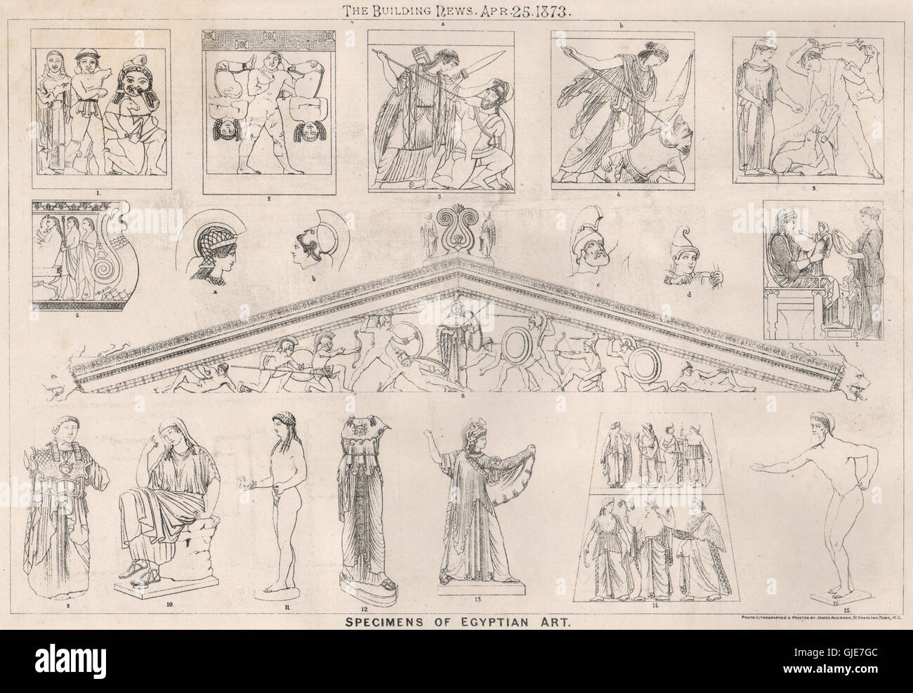 Exemplare der ägyptischen Kunst. Bildende Kunst, antike print 1873 Stockfoto