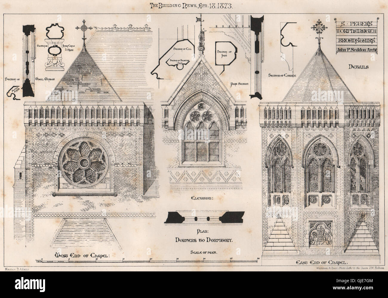 St.-Petri Waisenhaus, Broadstairs. John P. Seddon, Architekt. Kent, 1873 Stockfoto