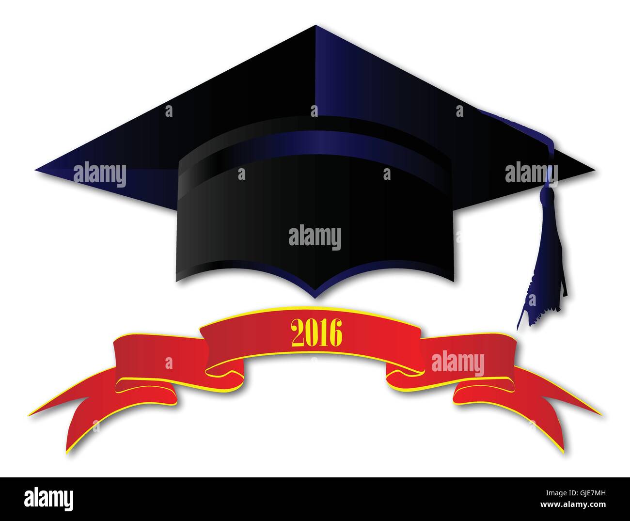 Eine Universität Kappe mit Banner mit 2016 Stock Vektor