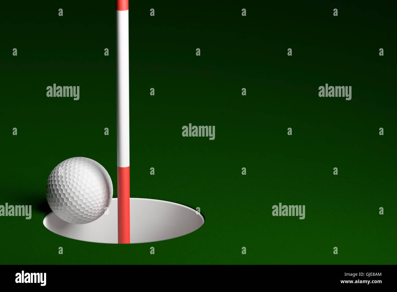 Golf Ball Loch in einem 3D-Rendering. Stockfoto