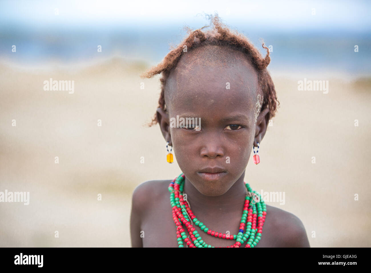Menschen am Turkana-See in Kenia - Afrika Stockfoto
