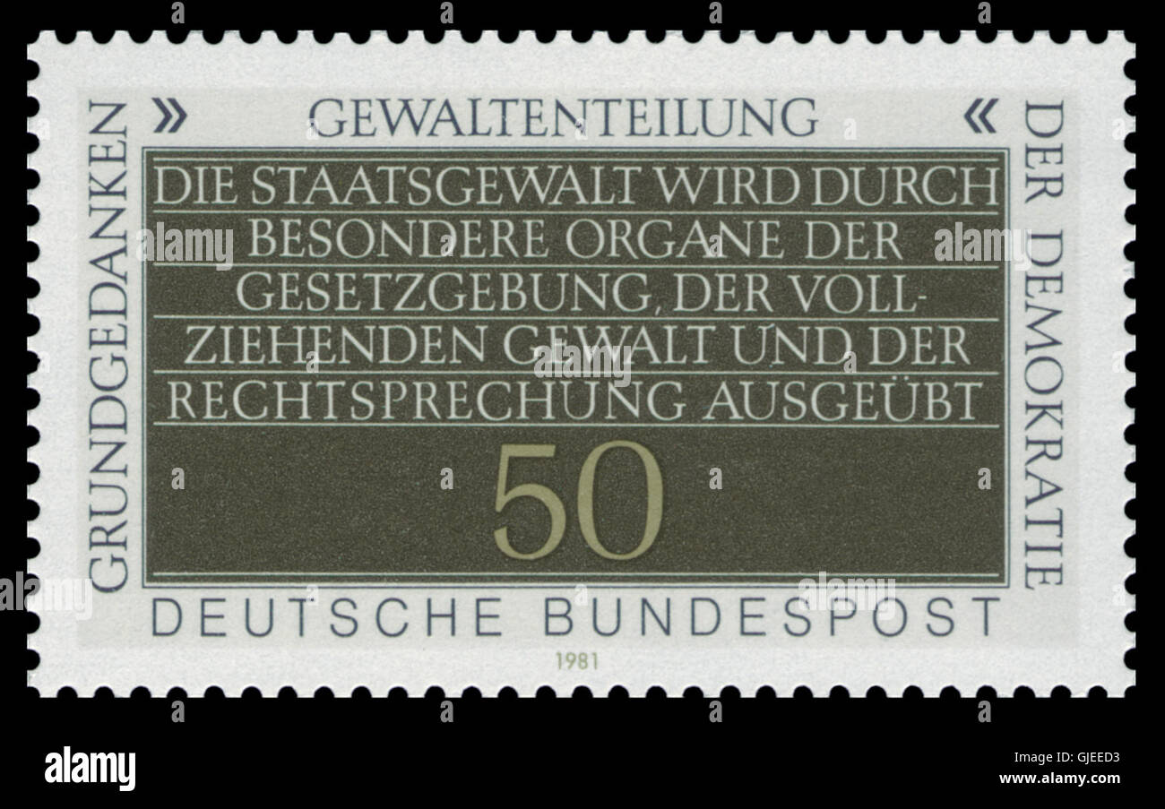 Der Stempel 1981 DBP 1106 wurde von der Deutschen Bundespost ausgegeben, um die Grundprinzipien der Demokratie hervorzuheben. Sie spiegelt die Werte der Freiheit und der politischen Beteiligung wider, die für demokratische Systeme von zentraler Bedeutung sind. Stockfoto