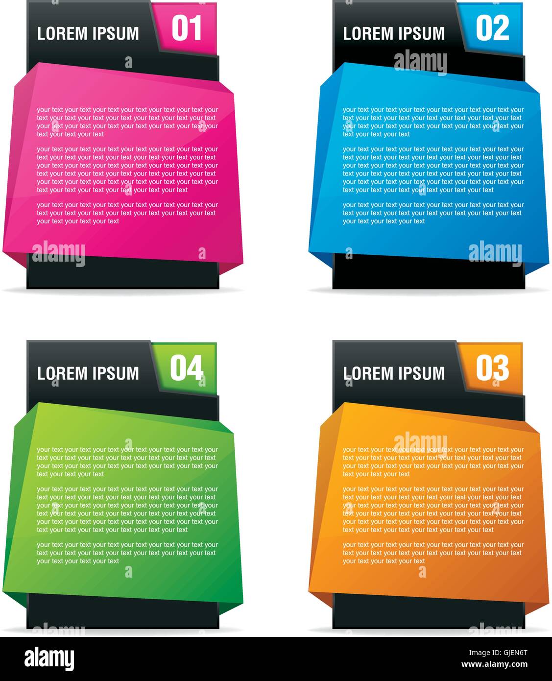 3D mehrfarbigen Text-Platzhalter mit Farbe Alternative für Ihre Überschriften oder Inhalt Stock Vektor