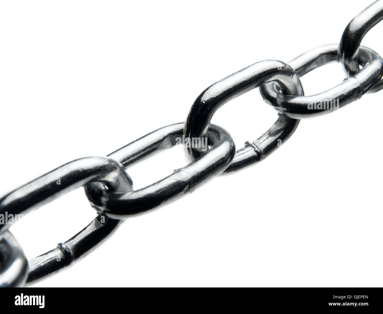 Stahl Gliederkette auf weiß Stockfoto