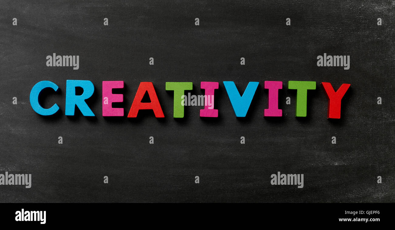 Tafel mit Kreativität Stockfoto