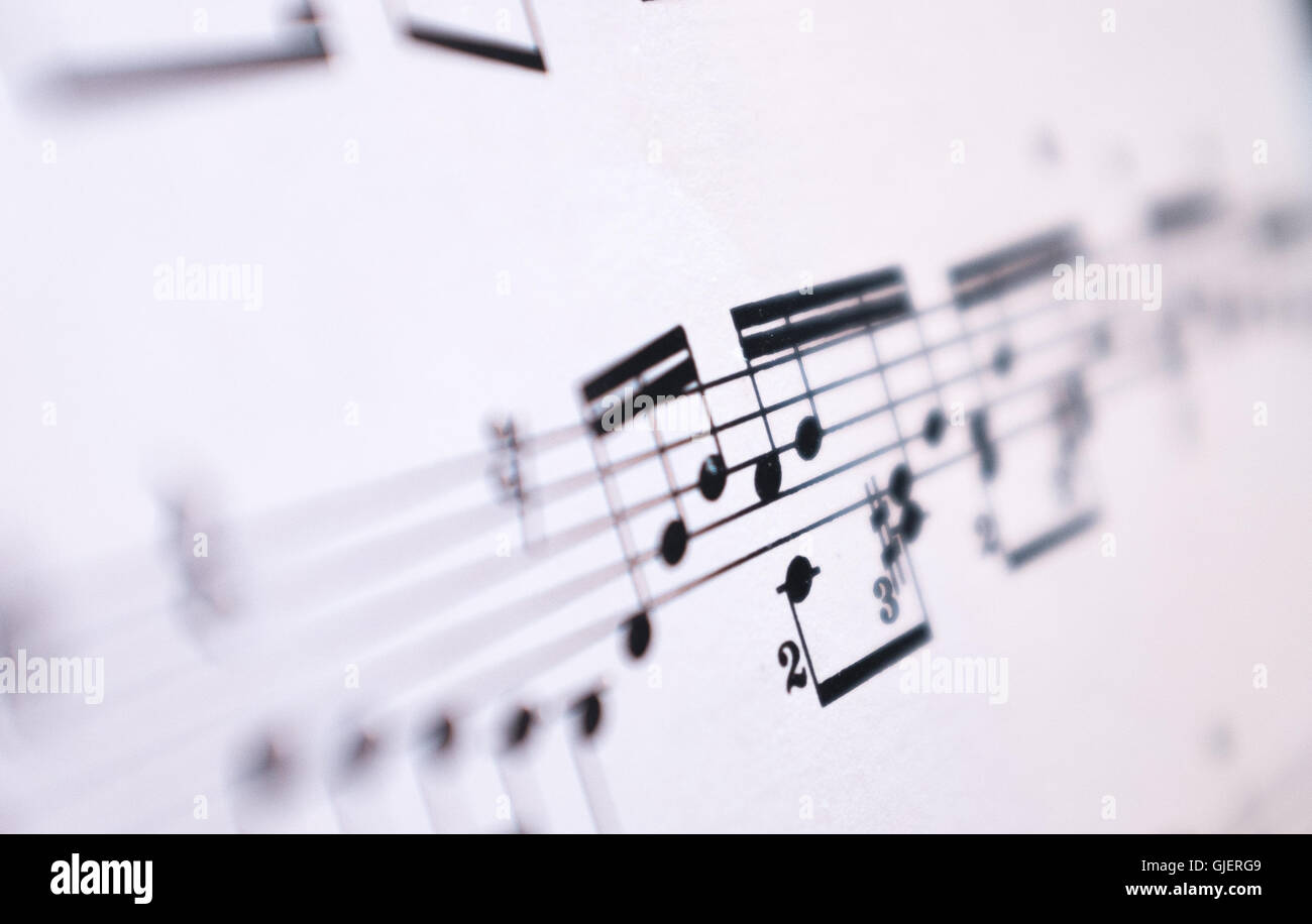 Musik-Noten auf dem Papier Notation. Stockfoto