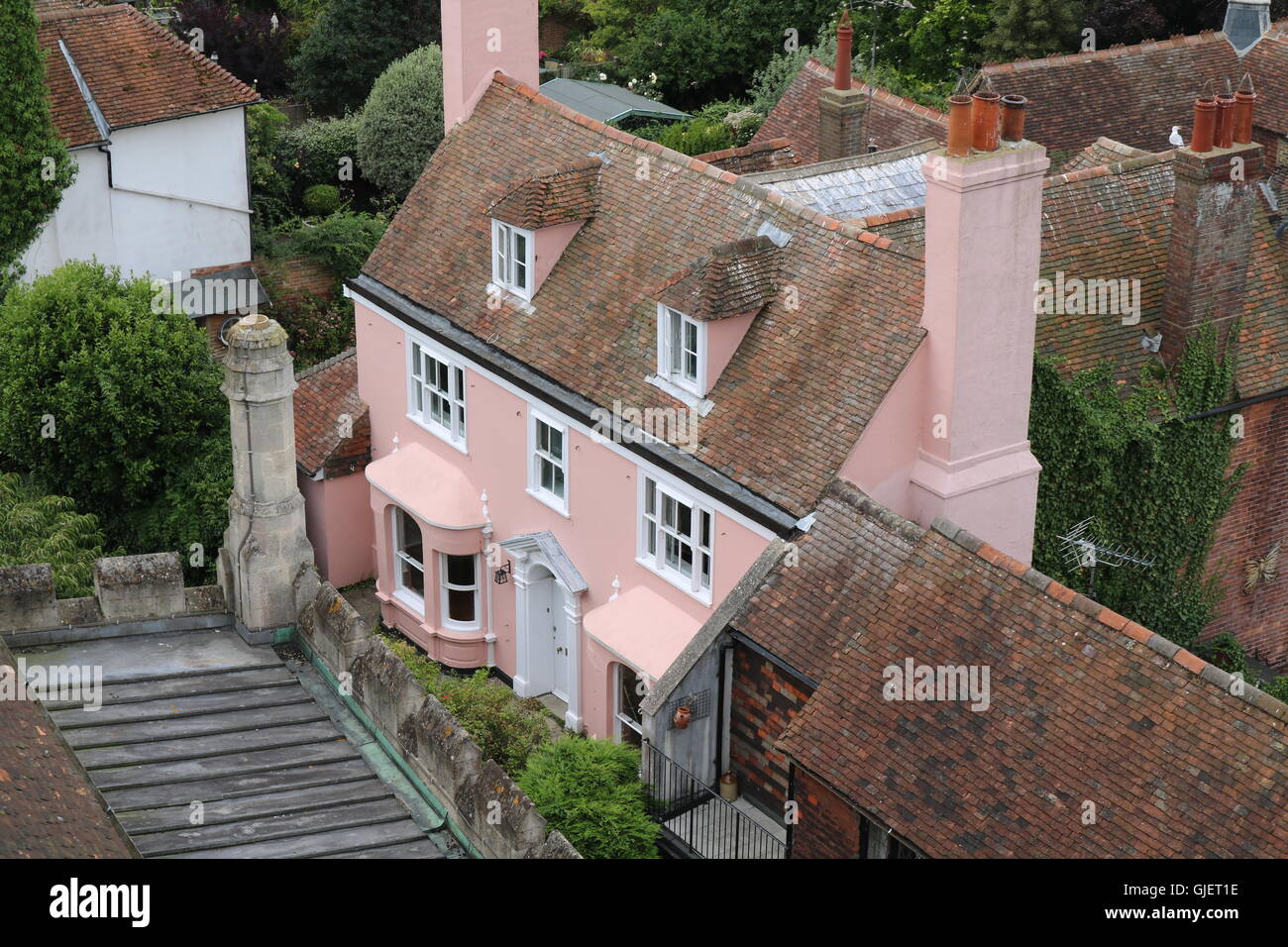 Rosa Haus von oben, Rye, Sussex Stockfoto