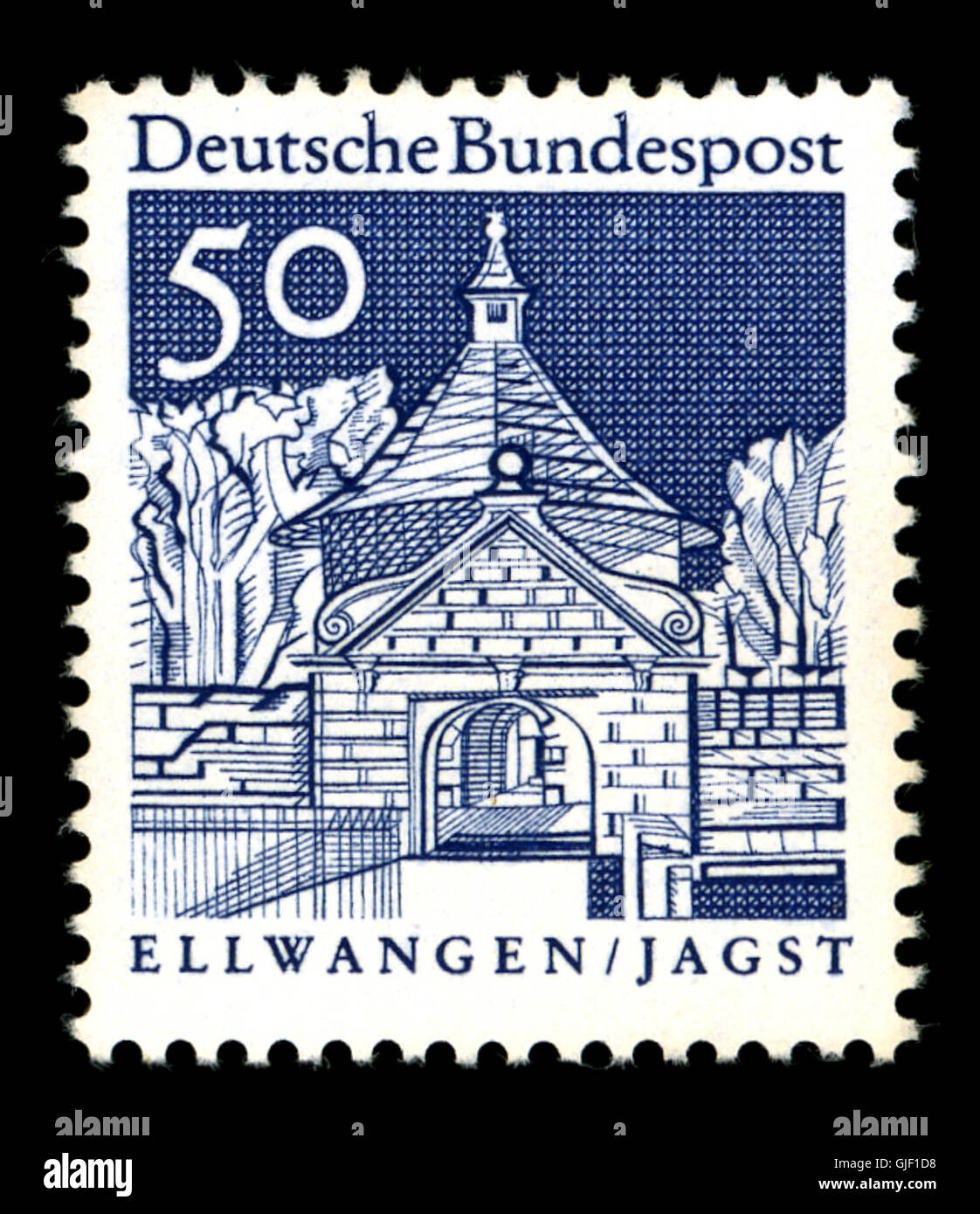 Deutsche Bundespost - Deutsche Bauwerke - 50 Pfennig Stockfoto