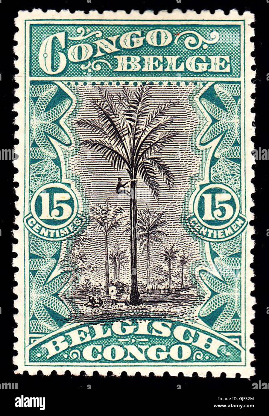 Belgisch-Kongo palm 1915 Problem - 15c Stockfoto