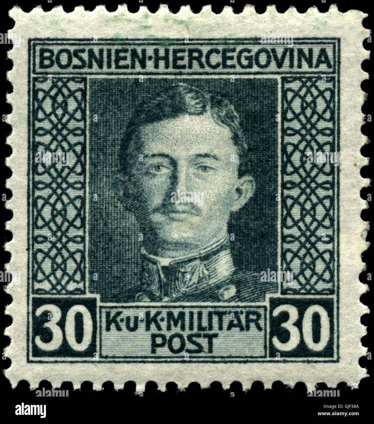Stempel Bosnien 1917 30 h Stockfoto