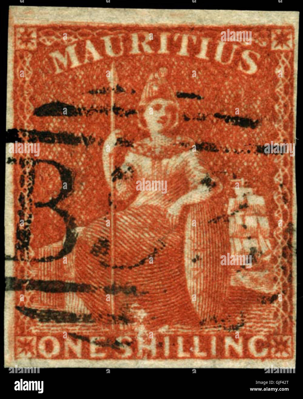 Stempel Mauritius 1859 1sh Stockfoto