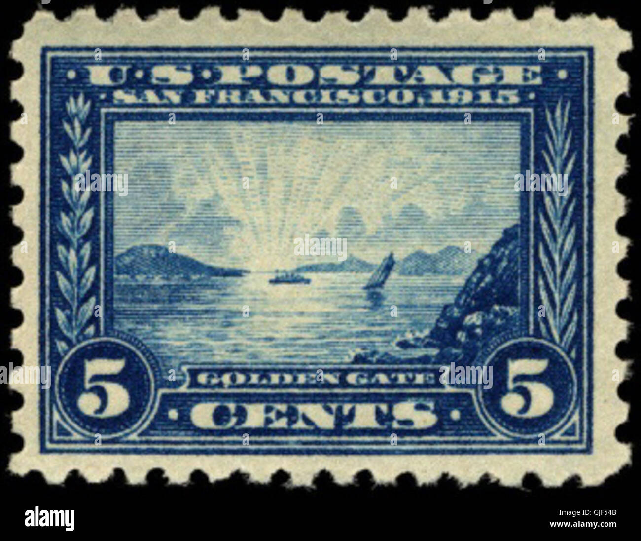 5-Cent-Panama-Pacific Expo 1913 U.S.-stamp.1 Stockfoto