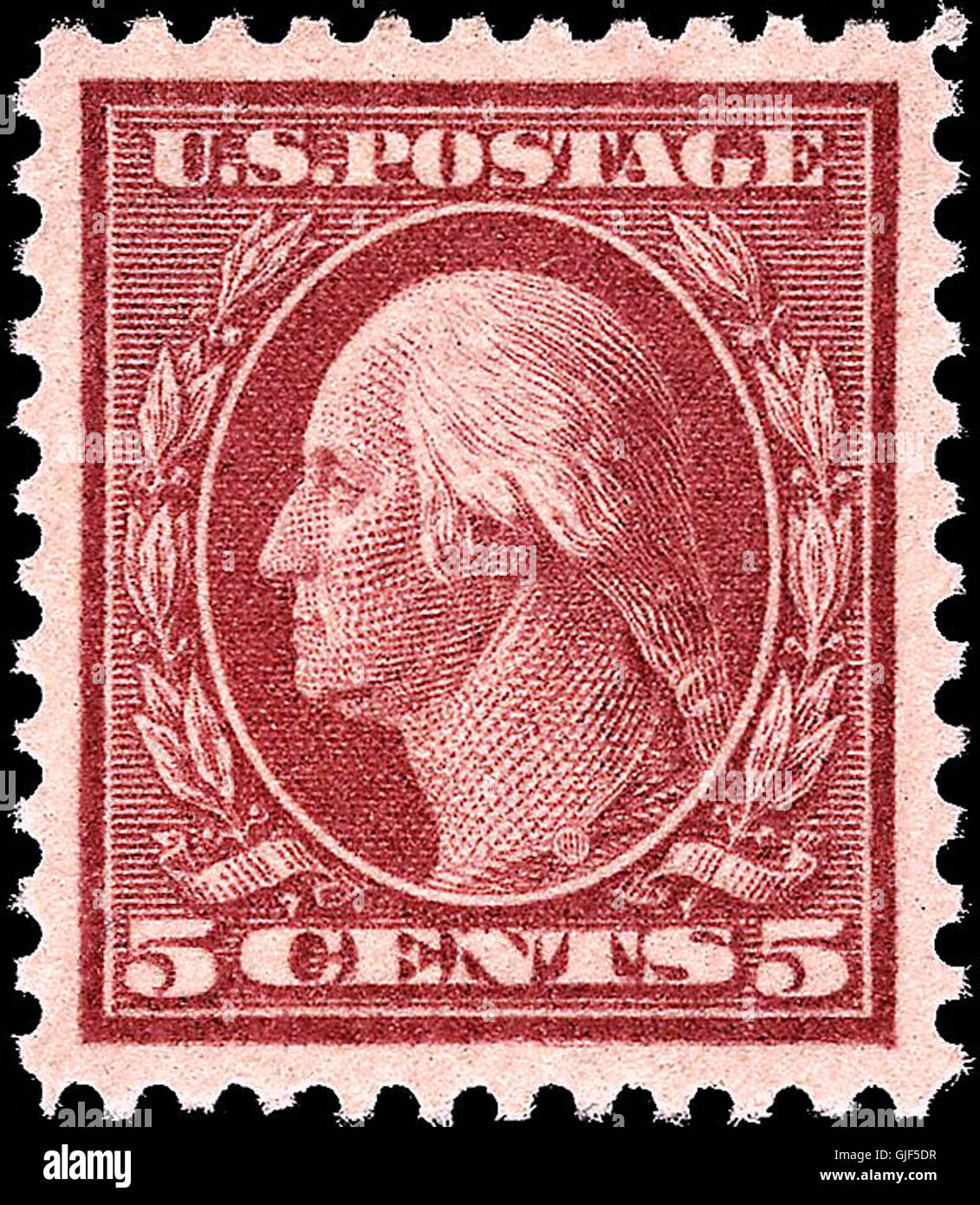 Washington Briefmarkenausgaben 5c Fehler 1916-20 Stockfoto