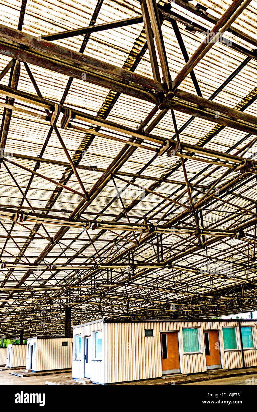 Ehemaliger Grenzübergang Punkt BRD - DDR-Marienborn; einen Grenzübergang Bundesrepublik - DDR, Marienborn Stockfoto