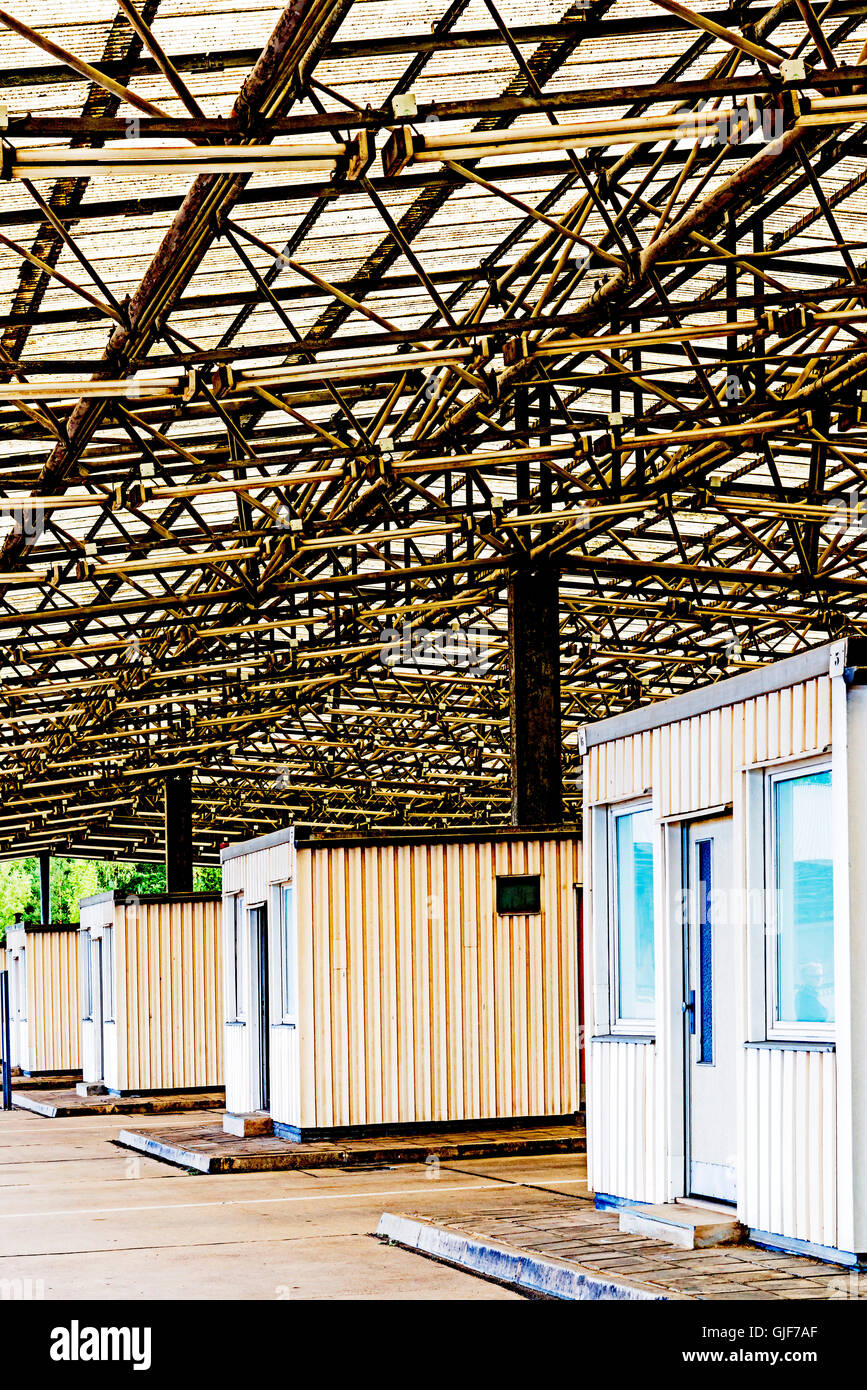 Ehemaliger Grenzübergang Punkt BRD - DDR-Marienborn; einen Grenzübergang Bundesrepublik - DDR, Marienborn Stockfoto