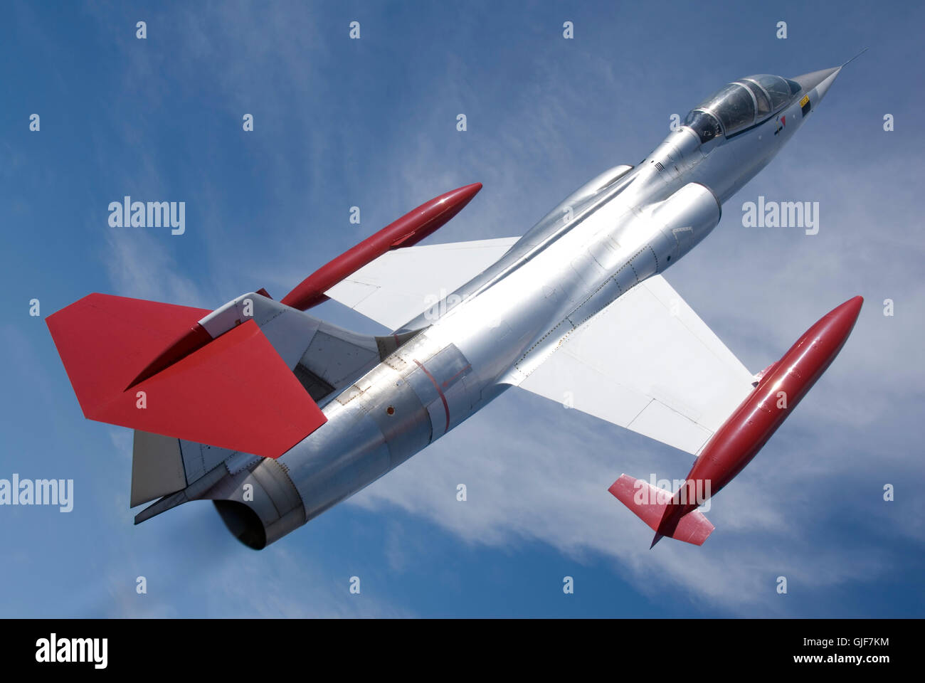 Die Lockheed F-104 Starfighter ist ein einmotoriges, Hochleistungs-Überschall-Abfangjäger. Stockfoto