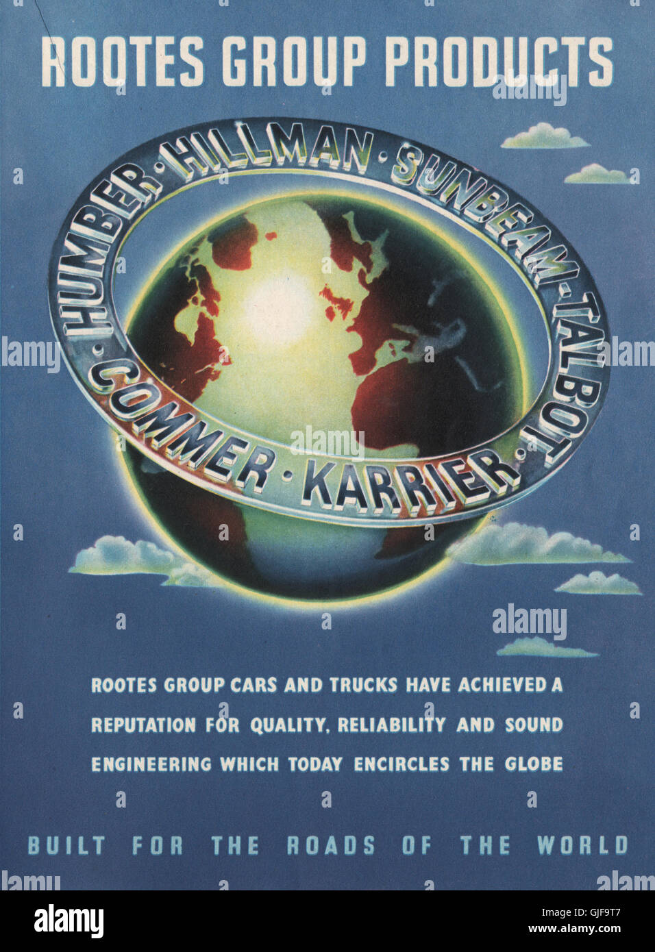ANZEIGE DER ROOTES-GRUPPE. Humber Hillman Sunbeam Talbot Commer. Automotive, 1951 Stockfoto