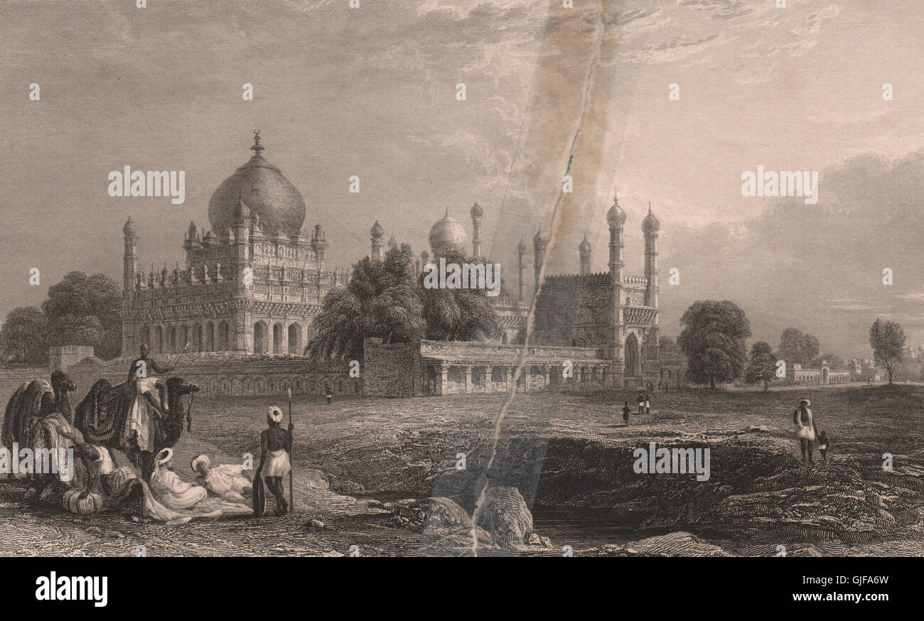 BRITISCH-INDIEN. Grab von Ibrahim Adil Shah II, Bijapur. ALLOM, alte print 1858 Stockfoto