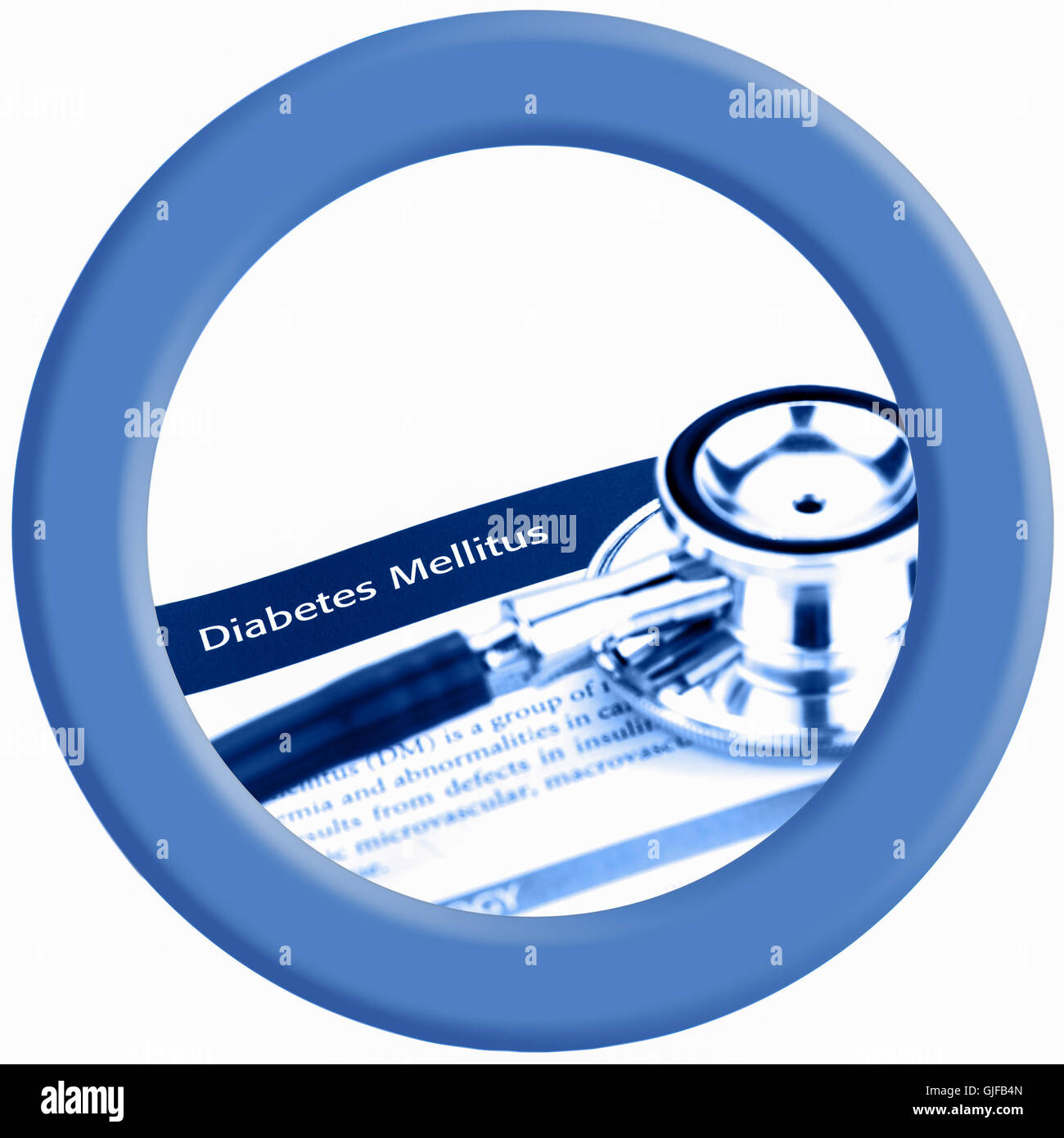 Blauer Kreis des Welt-Diabetes-Tag Logo isoliert auf weißem Hintergrund mit Beschneidungspfad. Welt-Diabetes-Tag ist am 14. November. Stockfoto