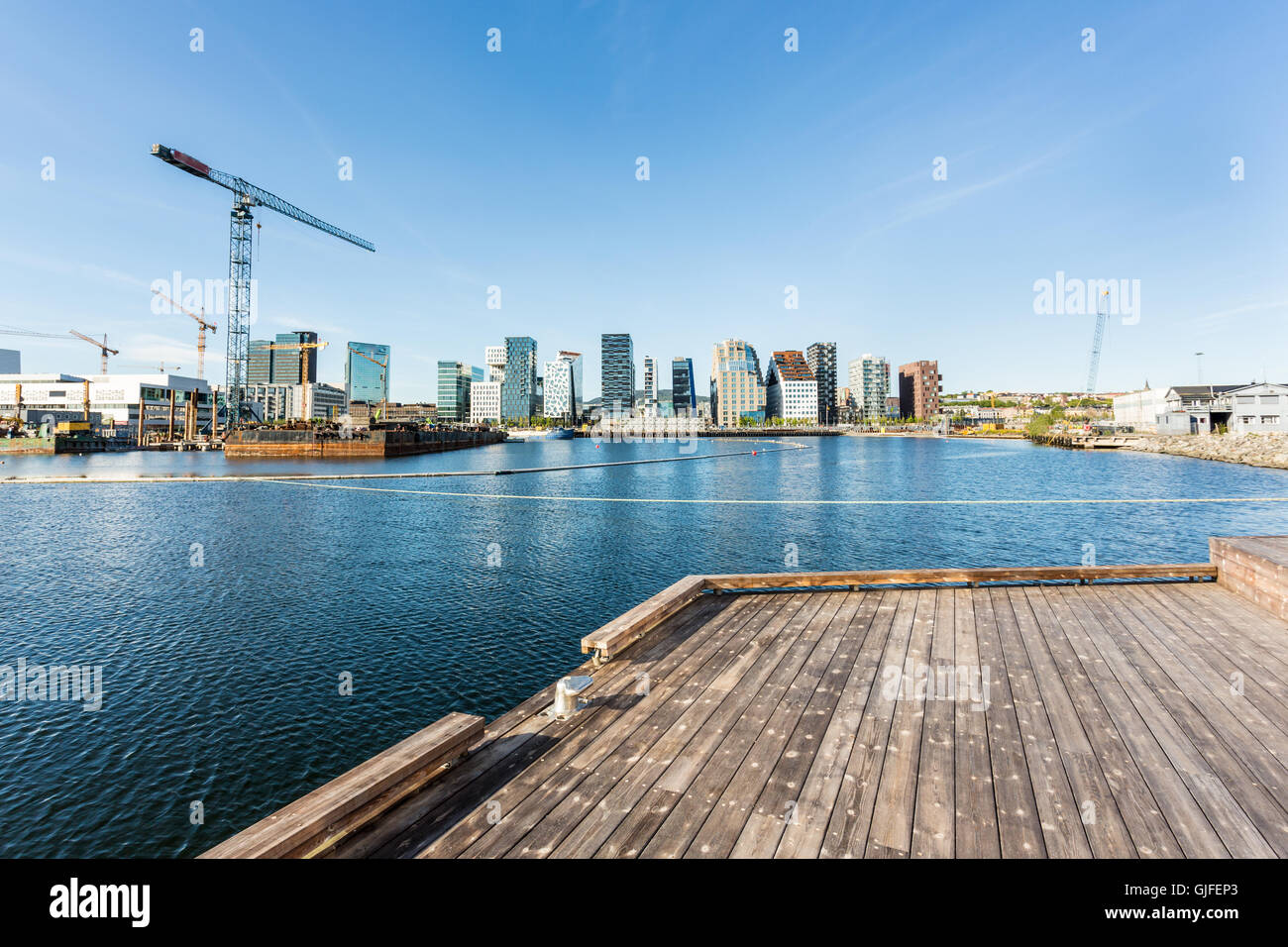 Oslo-Geschäftsviertel in Norwegens Hauptstadt Ansicht aus eine neue Developpement eines Wohngebiets im Oslofjord Stockfoto