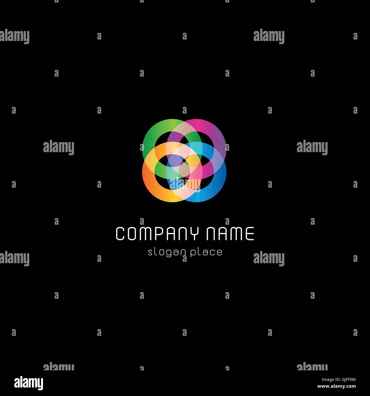 Isolierte abstrakte bunte Kreise Vektor-Logo. Ringe-Logo. Geometrische Symbol. Stock Vektor