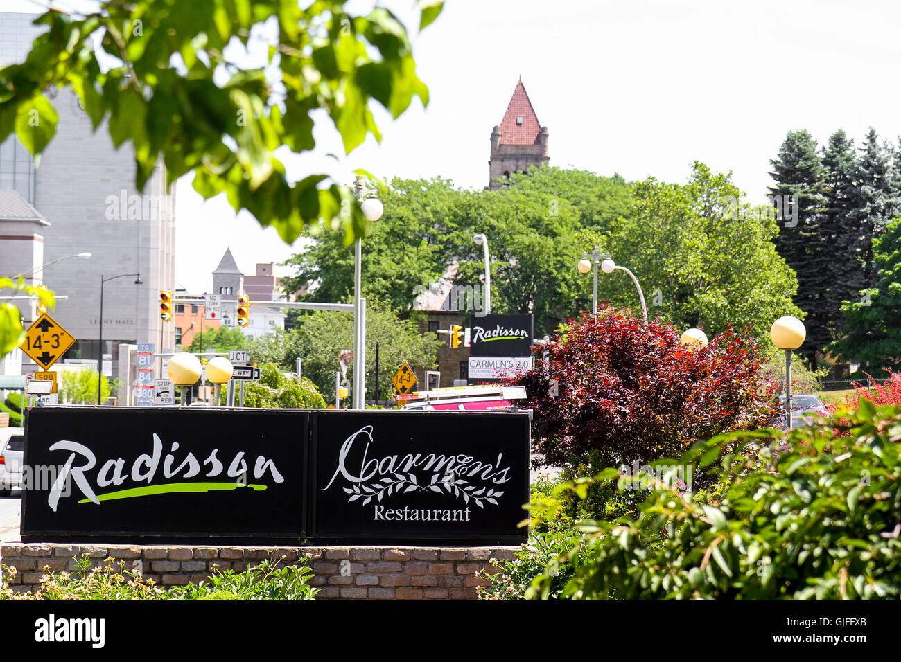 Melden Sie für Radisson Lackawanna Station Hotel und Carmens Restaurant, Scranton, Pennsylvania Stockfoto