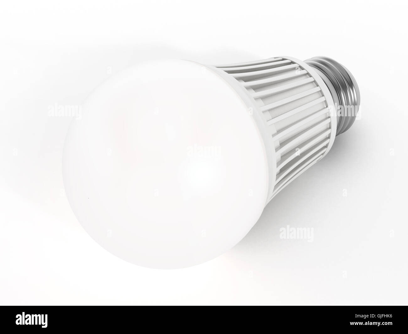 Energie effiziente Glühbirne isoliert auf weißem Hintergrund. 3D Illustration. Stockfoto