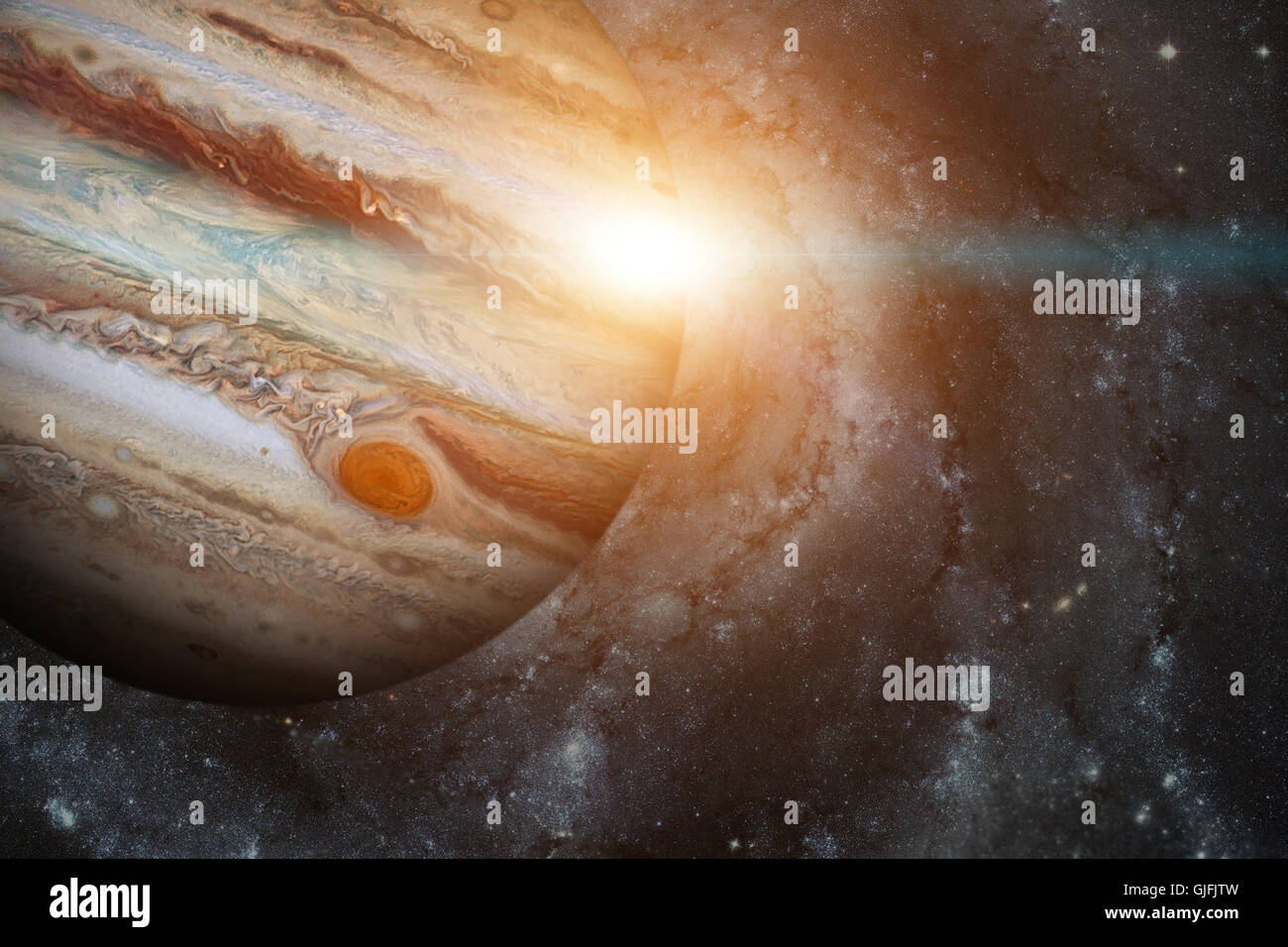 Sonnensystem - Jupiter. Es ist der fünfte Planet von der Sonne und der größte in unserem Sonnensystem. Seine riesigen Planeten mit einer Masse Stockfoto