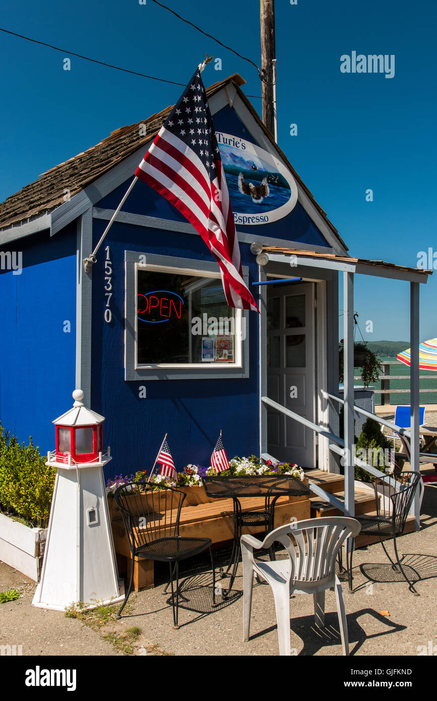 Kleine hölzerne Coffee-Shop, Seattle, Washington, USA Stockfoto