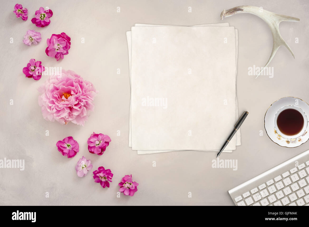 Kopieren Sie mock up Flatlay Stockfotografie gestylt, Raum für Ihr Business, social Media, Blog-Nachricht oder Design, ideal für lifest Stockfoto