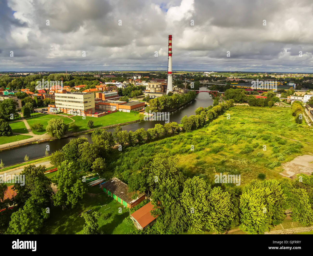 Klaipeda, Litauen: Luftaufnahme der Industriestadt Stockfoto